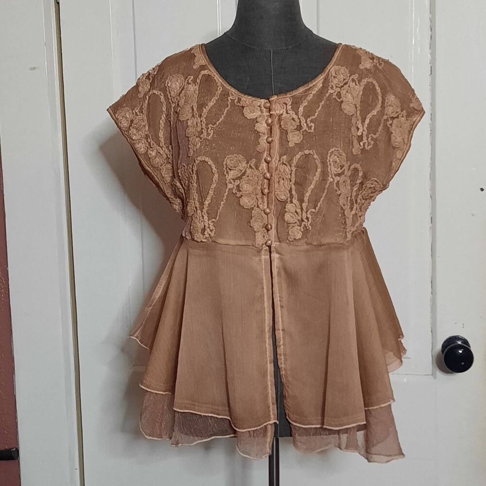 OOAK Pretty Angel Unique Sun Bleached Boho Linen Blend Tunic Top Lagenlook Fairy